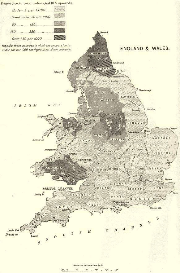 map of coal miners as percentage of total males