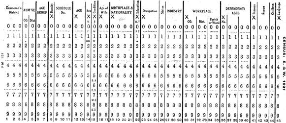 example of card used for tabulation